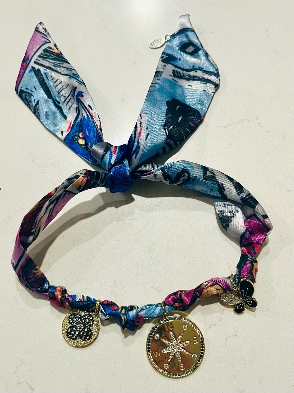 Suzy T Designs Silk Scarf Charm Necklace Bag Charm Bracelet Convertible